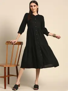 Anouk Black A-Line Midi Dress