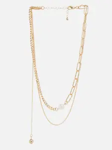 20Dresses Women White & Gold-Plated Pearl Linked Layered Necklace