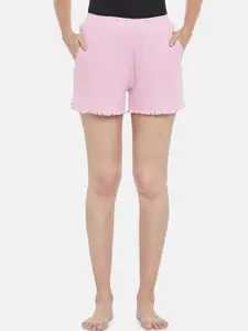 Dreamz by Pantaloons Women Lavender Solid Cotton Lounge Shorts