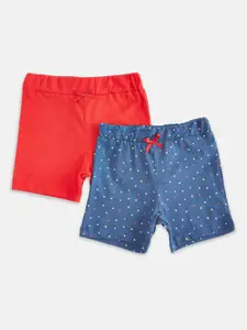 Pantaloons Baby Girls Pack of 2 Red & Blue Printed Shorts