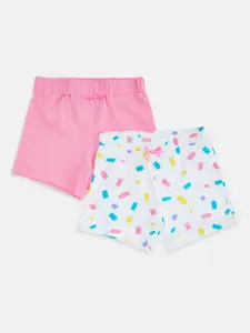 Pantaloons Baby Girls Pink Pack of 2 Printed Shorts