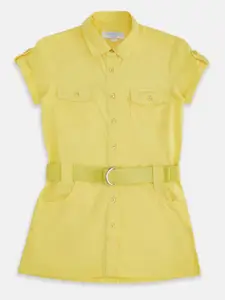 Pantaloons Junior Girls Yellow Pure Cotton Shirt Style Top