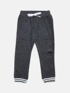 Pantaloons Junior Boys Charcoal Grey Solid Pure Cotton Joggers