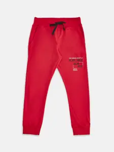 Pantaloons Junior Boys Red Solid Pure Cotton Joggers