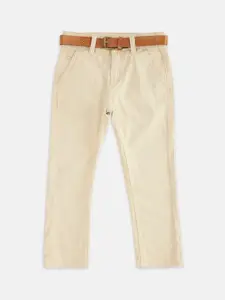 Pantaloons Junior Boys Beige Pure Cotton Chinos Trousers