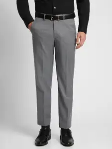 Peter England Men Grey Slim Fit Trousers