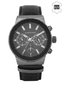 GIORDANO Men Gunmetal-Toned Multifunction Analogue Watch 1779-01