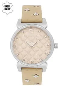 GIORDANO Women Beige Textured Analogue Watch 2794-03