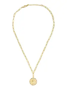 Moon Dust Gold-Plated & Pink CZ Studded Sun Necklace