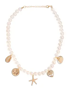 Moon Dust White & Gold-Plated Pearl With Charm Necklace