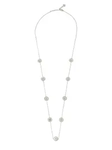 Moon Dust Women Silver-Toned & White Long Chain Necklace With Earrings