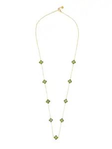Moon Dust Women Green Brass Gold-Plated Necklace With Earrings