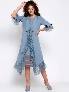 LELA Women Blue Asymmetrical Longline