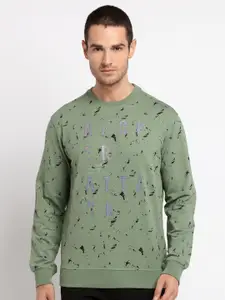 Status Quo Men Olive Green Printed Sweatshirt