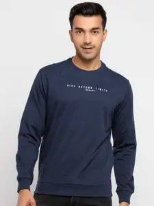 Status Quo Men Navy Blue Printed Sweatshirt