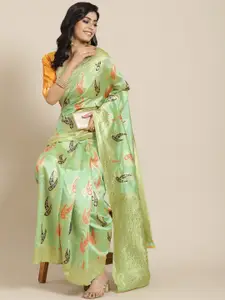 SERONA FABRICS Green Woven Design Banarasi Saree