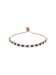 Moon Dust Women Rose Gold & Silver-Toned Brass Cubic Zirconia Rose Gold-Plated Charm Bracelet
