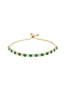 Moon Dust Women Gold-Toned & Green Brass Cubic Zirconia Gold-Plated Charm Bracelet