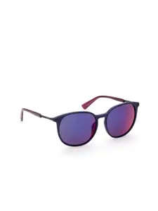 DIESEL Women Grey Lens & Blue Round Sunglasses with UV Protected Lens