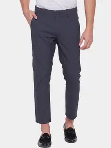 Being Human Men Grey Striped Slim Fit Chinos Trousers