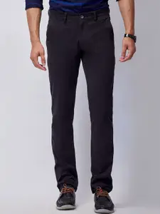 J Hampstead Men Black Smart Slim Fit Wrinkle Free Chinos Trousers