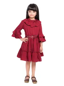 Tiny Baby Girls Solid Fit & Flare Dress with Belt