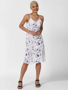 FOREVER 21 White Floral Printed A-line Dress