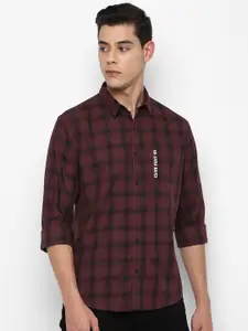 FOREVER 21 Men Maroon Checked Regular Fit Cotton Casual Shirt