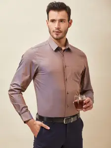 J Hampstead Men Copper-Toned Classic Slim Fit Formal Shirt