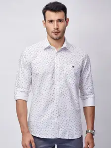 J Hampstead Men Blue Classic Slim Fit Printed Casual Shirt