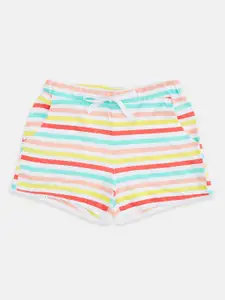 Pantaloons Junior Girls Multicoloured Pure Cotton Striped Shorts