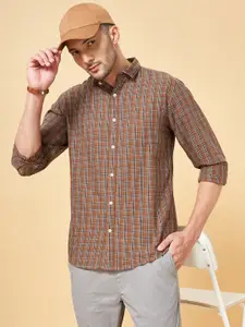Urban Ranger by pantaloons Men Brown Slim Fit Tartan Checks Cotton Casual Shirt