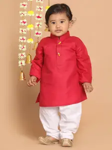 VASTRAMAY Boys Maroon Kurta with Pyjamas