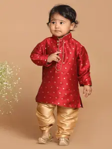 VASTRAMAY Boys Maroon Kurta with Pyjamas