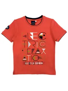 CAVIO Boys Red Typography Printed T-shirt