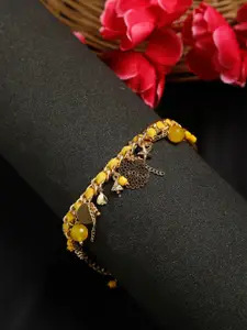 Madame Rose Gold-Plated & Yellow Beaded Anklet