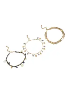 Madame Rose Gold-Toned Set Of 3 Coin Charm Anklets