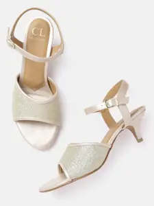 Carlton London Women Gold-Toned Shimmer Heels