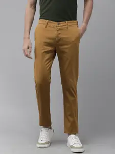 SPYKAR Men Khaki Rico Smart Slim Fit Mid Rise Trousers