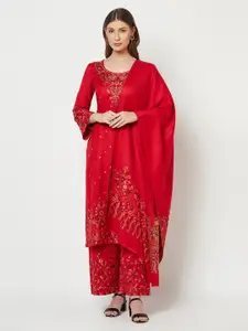 Safaa Red & Yellow Winter Unstitched Dress Material