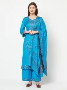 Safaa Blue & White Winter Unstitched Dress Material