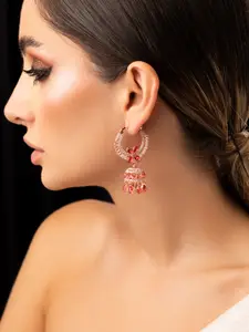Rubans Rose Gold-Plated Zirconia Studded Dome Shaped Jhumkas Earrings
