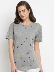 VIMAL JONNEY Women Grey Printed Extended Sleeves T-shirt