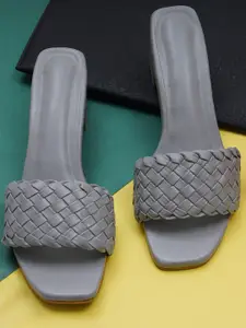 Misto Grey Printed Block Sandals