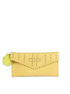 ZEVORA Women Yellow Embellished Two Fold Wallet