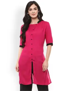 Pannkh Women Pink Solid Straight Kurta