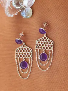 ERILINE JEWELRY 925 Sterling Silver with Amethyst Contemporary Handcrafted Earrings