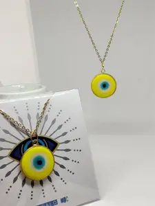 EL REGALO Yellow & Gold-Toned Evil Eye Tribal Necklace
