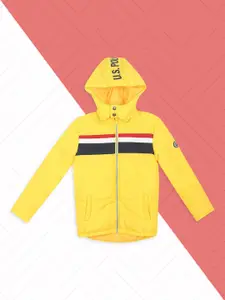U.S. Polo Assn. Kids Boys Yellow Striped Hooded Tailored Jacket