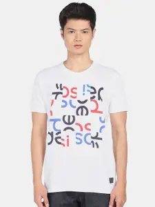 Flying Machine X Pepsi Men White & Blue Typography Printed Pure Cotton T-shirt
